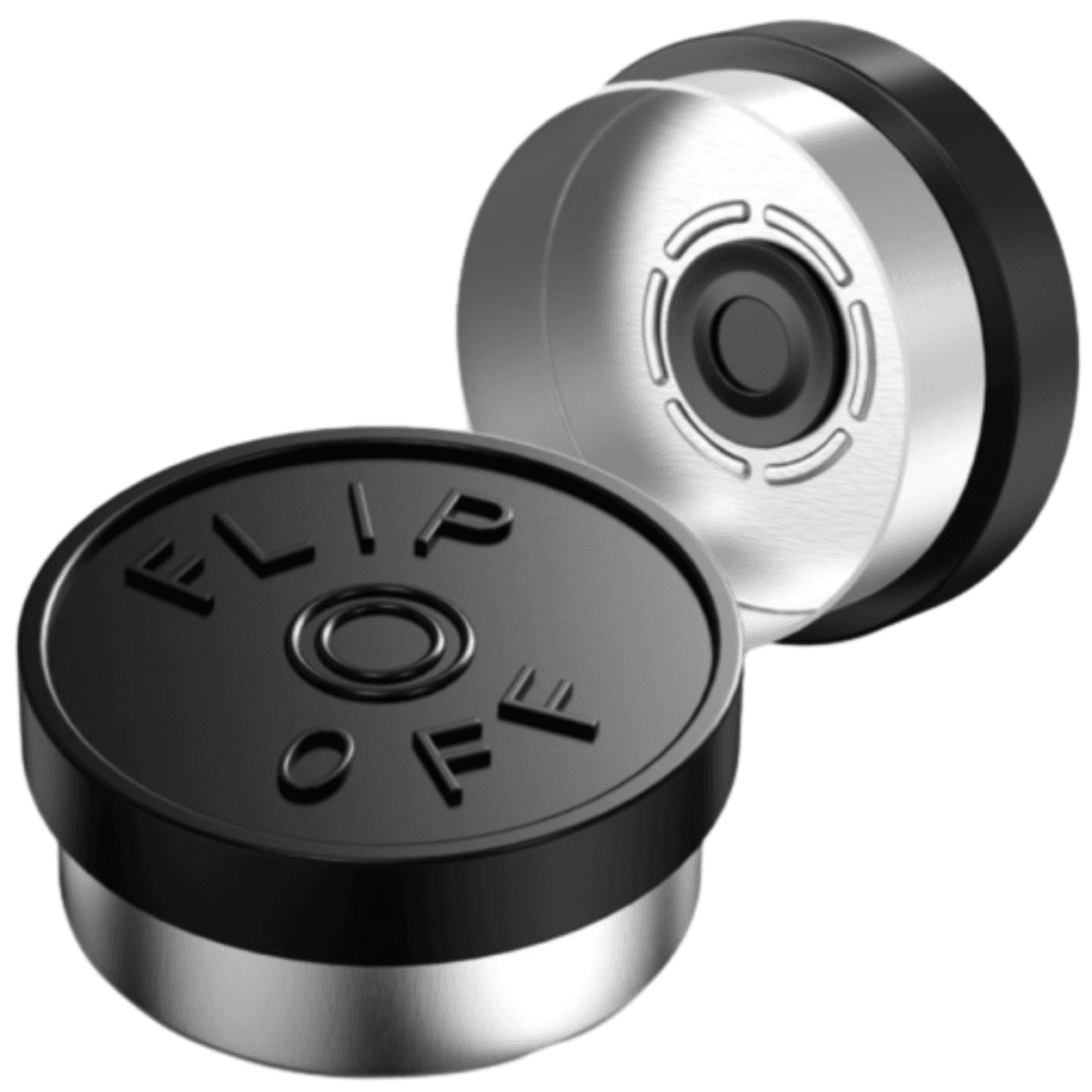 black aluminum plastic caps