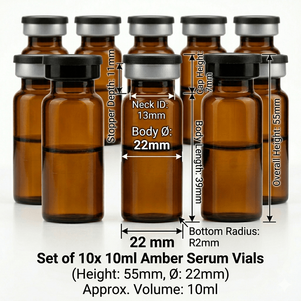 10ml Amber Serum Glass Vials